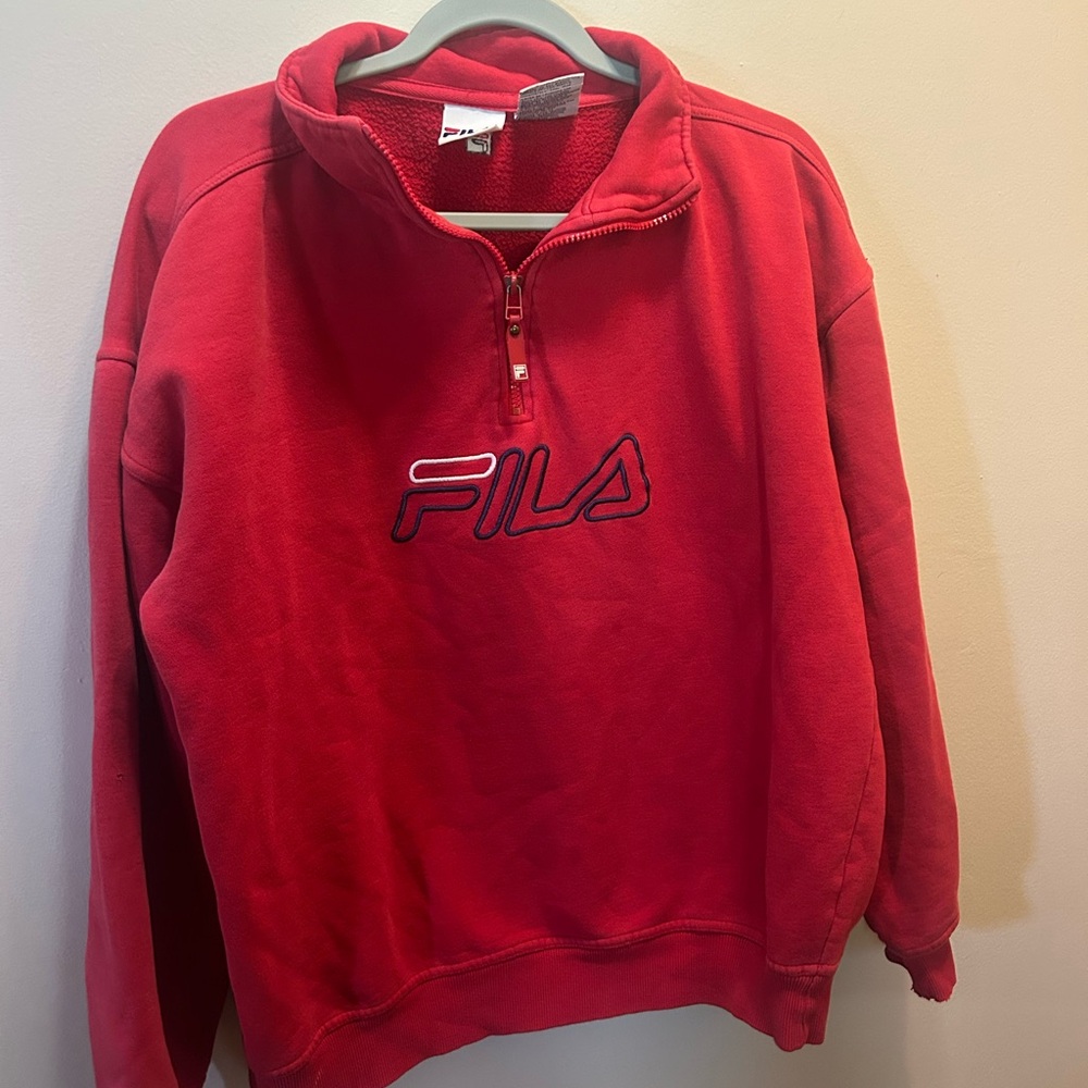 Fila Red Zip Up Sweater with Logo